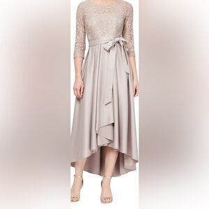 Brand New Sequin Lace holiday Dress with Satin Skirt & Ribbon Belt with tags